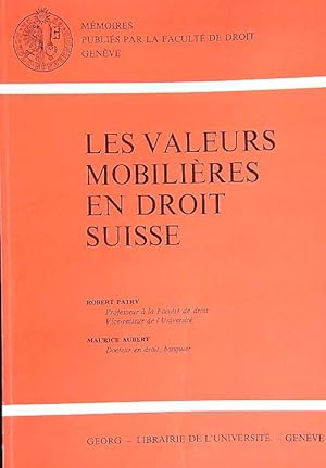 Bild des Verkufers fr Les valeurs mobilieres en droit suisse zum Verkauf von Librodifaccia