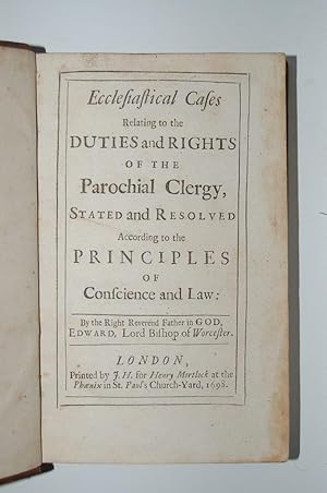 Bild des Verkufers fr Ecclesiastical Cases Relating to the Duties and Rights of the Parochial Clergy, Stated and Resolved According to the Principles of Conscience and Law. zum Verkauf von Forest Books, ABA-ILAB