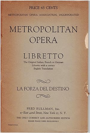 La Forza Del Destino - Metropolitan Opera Libretto