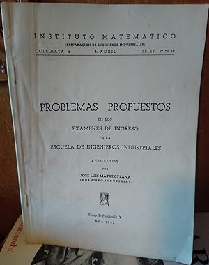 PROBLEMAS PROPUESTOS EN LOS EXÁMENES DE INGRESO EN LA ESCUELA DE INGENIEROS DE MINAS Resueltos po...