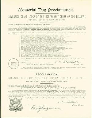 1. Memorial Day Proclamation, Sovereign Grand Lodge of the Independent Order of Odd Fellows, Offi...