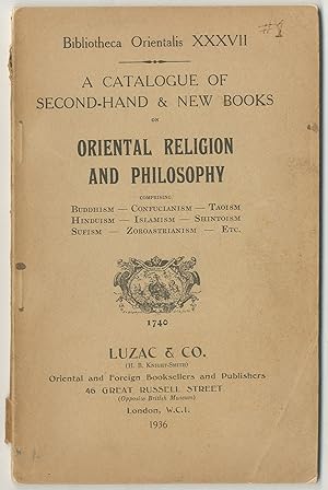 Immagine del venditore per [Bookseller Catalog]: A Catalogue of Second-Hand and New Books on Oriental Religion and Philosophy. Bibliotheca Orientalis XXXVII venduto da Between the Covers-Rare Books, Inc. ABAA
