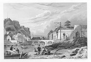 NAMUR,Belgium,European Scenery,1836 Antique Steel Engraving ,Engraving Historical Collectible Art...