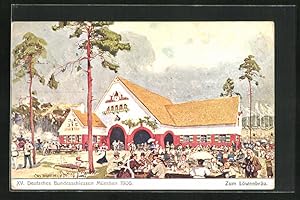 Bild des Verkufers fr Knstler-Ansichtskarte Claus Bergen: Mnchen, XV. Deutsches Bundesschiessen 1906 - Zum Lwenbru zum Verkauf von Bartko-Reher