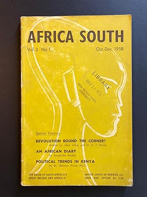 Image du vendeur pour Africa South, Volume 3, Number 1 (October - December 1958) mis en vente par Philip Smith, Bookseller