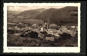 Bild des Verkufers fr Ansichtskarte Gemnd i. Eifel, Generalansicht mit Blick zur Kirche Sankt Nikolaus zum Verkauf von Bartko-Reher