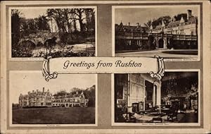 Ansichtskarte / Postkarte Rushton Tarporley Cheshire England, Old Roman Bridge, Rushton Hall, Gre...