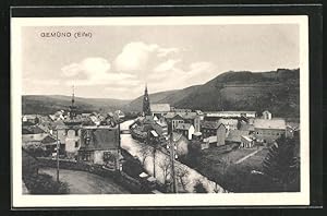 Bild des Verkufers fr Ansichtskarte Gemnd i. Eifel, Blick zur Kirche Sankt Nikolaus, Urftpartie zum Verkauf von Bartko-Reher