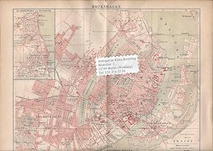 Kopenhagen. 1 alter Orig.- Stadtplan