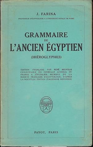 Bild des Verkufers fr Grammaire de l'ancien gyptien (Hiroglyphes) zum Verkauf von Librairie Archaion