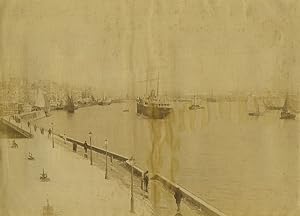 France Le Havre harbour ships panorama old Photo 1890
