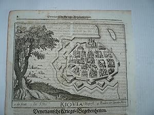 Bild des Verkufers fr Kyiv, anno 1687, townview, Wagner J.C., Koppmeyer, VERY SCARCE EYRLY TOWNVIEW OF KYIV/KIEW -- Kiew, seltene Stadtansicht anno 1687, Wagner Johann Christopz, Koppmeyer . size of the townview: 11x16 cm. Below: Scarce map of the coastal region near Kalamata, extending from Methoni and Koroni to Kardamyli and Stoupa. Size of the map: 12 x 16 cm. Size of the sheet: 29 x 19 cm. The map appeared Delineatio Provinciarum Pannoniae et Imperii Turcici Oriente. Eine Grundrichtige Beschreibung de ganzen Aufgangs, sonderlich aber de Hochlblichen Knigreichs Ungarn und der gantzen Trckey, by Jakob Koppmayer in Augsburg, 1687. zum Verkauf von Hammelburger Antiquariat