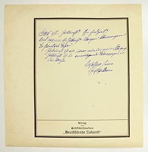 Imagen del vendedor de Eigenhndige Sentenz mit U. a la venta por Antiquariat INLIBRIS Gilhofer Nfg. GmbH