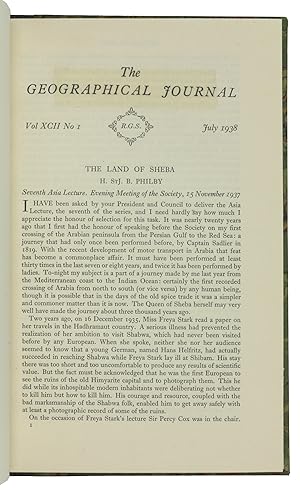 Immagine del venditore per The Land of Sheba (The Geographical Journal Vol. 92, no. 1). venduto da Antiquariat INLIBRIS Gilhofer Nfg. GmbH