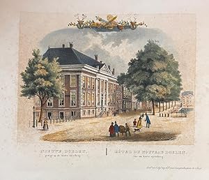 [Lithography The Hague, De Nieuwe Doelen] Lithografie De Nieuwe Doelen, gezigt op de korte vijver...