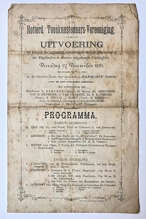 [Rotterdam, Music, Wien, 1881] Rotterd. Toonkunstenaars-Vereeniging. Uitvoering ten behoeve der n...