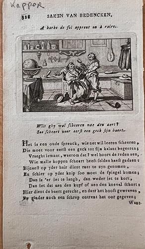 [Individual emblem from a book] Saken van bedencken: wilt ghy wel scheeren nae den aert? Soo sche...