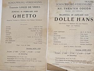 [Dordrecht, two theatre posters, 1925] Schouwburg-vereeniging, Tournée Louis de Vries. Zondag 15 ...