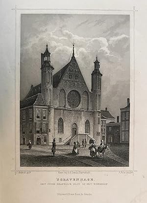 [Lithography The Hague 19th century] Lithografie Den Haag: Ridderzaal: Het oude grafelijk slot op...