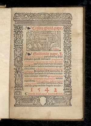 Seller image for Consilia Guid. Pape. Guidonis Pape. I.U. professoris eximi parlamentique Dalphinalis quondam consiliarij Singularia consilia [.] Index insuper [.]. for sale by Libreria Oreste Gozzini snc