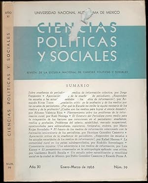 Seller image for Un estudio sobre estratificacion y movilidad social en la ciudad de Mexico in Ciencias Politicas y Sociales Ano XI Number 39 for sale by The Book Collector, Inc. ABAA, ILAB