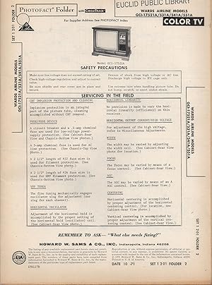 Bild des Verkufers fr SAMS Photofact for Wards Airline Color TV Models GCI-17521A /531A/541A/551A zum Verkauf von Book Booth