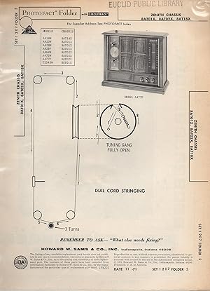 Bild des Verkufers fr SAMS Photofact for Zenith Chassis 8AT01X, 8AT02X, 8AT18X zum Verkauf von Book Booth