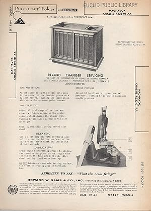 Seller image for SAMS Photofact for Magnavox Record Changer/Player Chassis R323-01-AA for sale by Book Booth