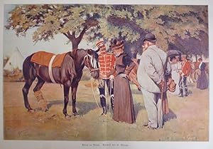 farbiger Kunstdruck - Besuch im Biwak ( Kosaken Pferd )
