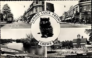Ansichtskarte / Postkarte Crewe Cheshire England, Market Street, Lake, Queens Park, The Entrance