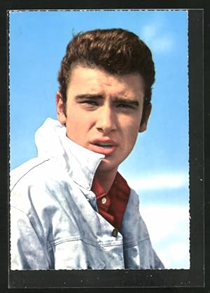 Bild des Verkufers fr Ansichtskarte Musiker Johnny Hallyday in Jeansjacke zum Verkauf von Bartko-Reher