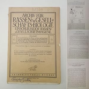 Seller image for Archiv fr Rassen- und Gesellschaftsbiologie einschlielich Rassen- und Gesellschaftshygiene. Wissenschaftliches Organ der Deutschen Gesellschaft fr Rassenhygiene und des Reichsausschusses fr Volksgesundheitsdienst, gegrndet von Alfred Ploetz. 19. Band 1927, 1. Heft, aus dem Besitz von E r n s t R  d i n * K r i m i n a l b i o l o g i s c h e r D i e n s t i n B a y e r n / Einbruch der Farbigen nach Europa: sog. V e r n e g e r u n g F r a n k r e i c h s for sale by Galerie fr gegenstndliche Kunst