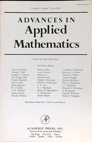 Bild des Verkufers fr Advances in applied mathematics vol. 9 n. 2/June 1988 zum Verkauf von Librodifaccia