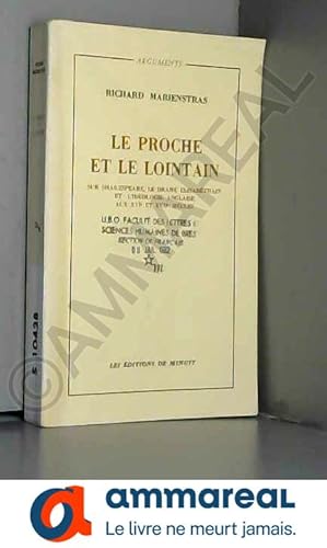 Bild des Verkufers fr Proche et le lointain (Le) by Richard Marienstras (January 19,1981) zum Verkauf von Ammareal