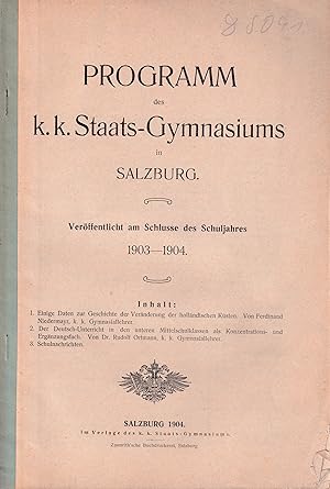Programm des k.k. Staatsgymnasiums in Salzburg veröffentlicht am