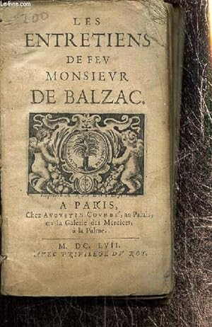 Seller image for Les entretiens de feu Monsieur de Balzac for sale by Le-Livre