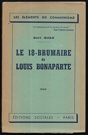 Bild des Verkufers fr Le 18-Brumaire de Louis Bonaparte. zum Verkauf von Antiquariat Bibliomania