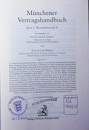 Seller image for Mnchener Vertragshandbuch. - 3. Wirtschaftsrecht 2. for sale by Antiquariat Bookfarm