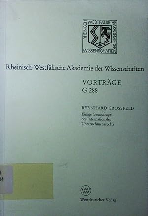 Seller image for Einige Grundfragen des internationalen Unternehmensrechts. for sale by Antiquariat Bookfarm