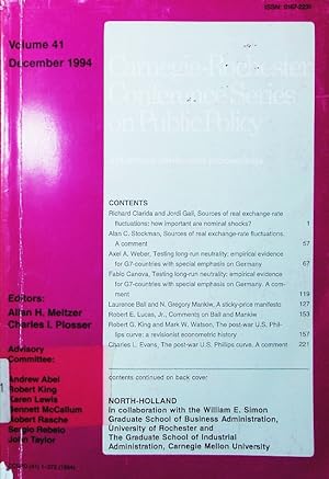 Seller image for Carnegie Rochester conference series on public policy. a bi-annual conference proceedings - Eds. Allan H. Meltzer . - 41. for sale by Antiquariat Bookfarm