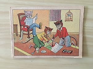 Seller image for Colouring Book with on front cover Father Cat reading the newspapers and 2 kittens painting. On the back 192/95 for sale by Antiquariaat Digitalis