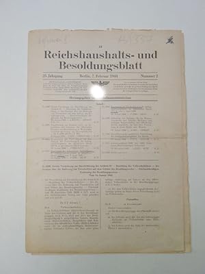 Seller image for Reichshaushalts-und Besoldungsblatt. 23. Jahrgang Nr.2, 7. Februar 1944 for sale by Galerie fr gegenstndliche Kunst