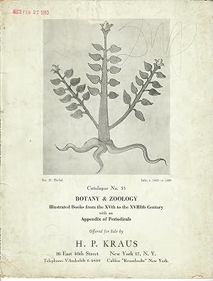 Catalogue 53: Botany & Zoology; Illustrated Books from the XVth to the XVIIIth Century with an Ap...