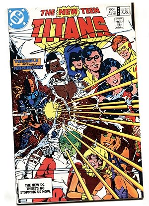 NEW TEEN TITANS #34 comic book DEATHSTROKE issue Signed GEORGE PEREZ