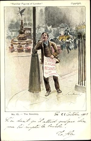 Seller image for Knstler Ansichtskarte / Postkarte London City England, The Newsboy, Familiar Figures of London for sale by akpool GmbH