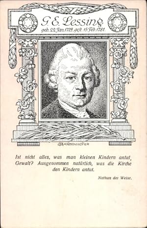 Bild des Verkufers fr Ansichtskarte / Postkarte Dichter Gotthold Ephraim Lessing, Nathan der Weise, Freie Schule Wien VIII., Albertgasse 23 zum Verkauf von akpool GmbH