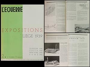 L'EQUERRE n°2 1938 EXPOSITION DE L'EAU LIEGE 1939, EXPOSITION SUISSE ZURICH 1939