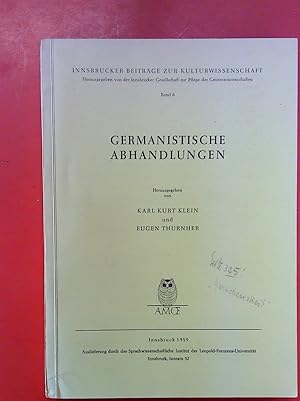 Seller image for Germanistische Abhandlungen. Innsbrucker Beitrge zur Kulturwissenschaft, Band 6. for sale by biblion2