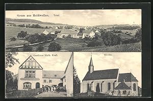 Seller image for Ansichtskarte Heidweiler, Gasthaus Math. Kraff, Kirche, Totalansicht for sale by Bartko-Reher