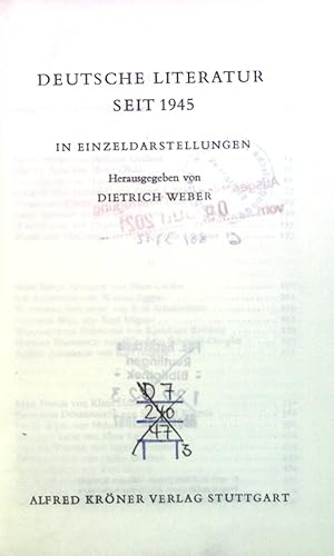 Bild des Verkufers fr Deutsche Literatur seit 1945 in Einzeldarstellungen. zum Verkauf von books4less (Versandantiquariat Petra Gros GmbH & Co. KG)